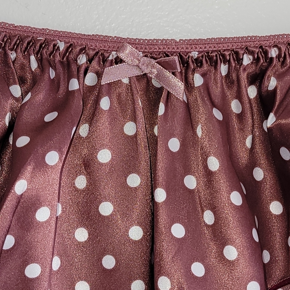 Autumn Leaf Flutter Satin Tappant Knickers Panties UK 10-12 Poka Dot Frenchie - Picture 2 of 5
